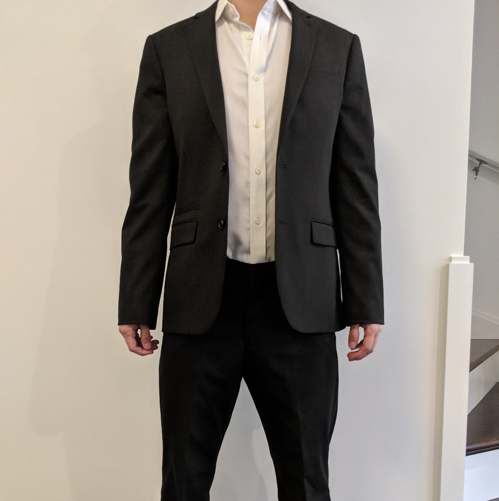 Men's Express two piece black suit, slim fit